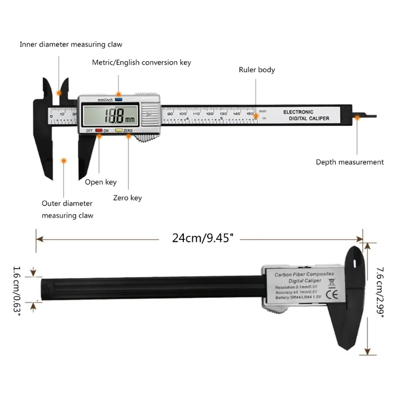 Measuring Tool Inner Outer Diameter Electronic Digital Display Vernier Caliper