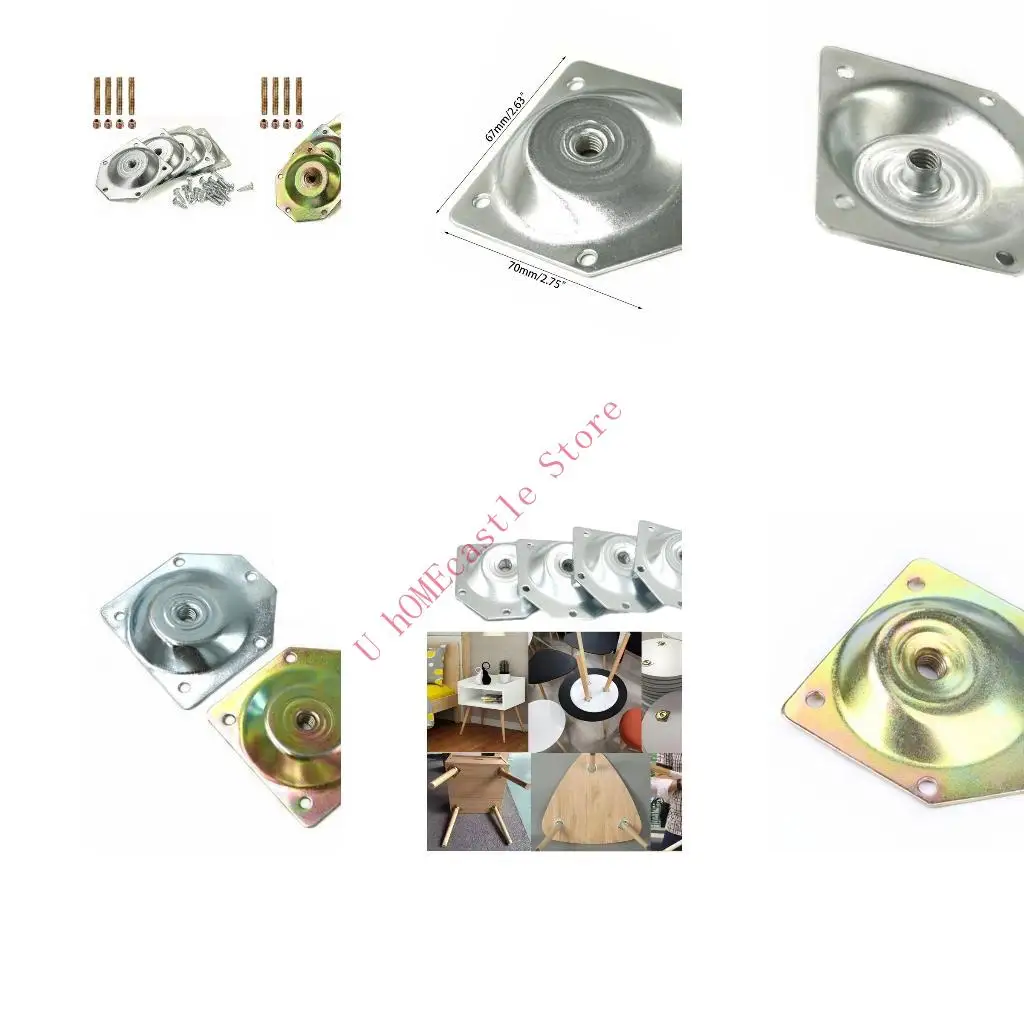 63HF 1 Set Leg Fixing Mounting Plates Level with Metal Dowel Screws For Securely
