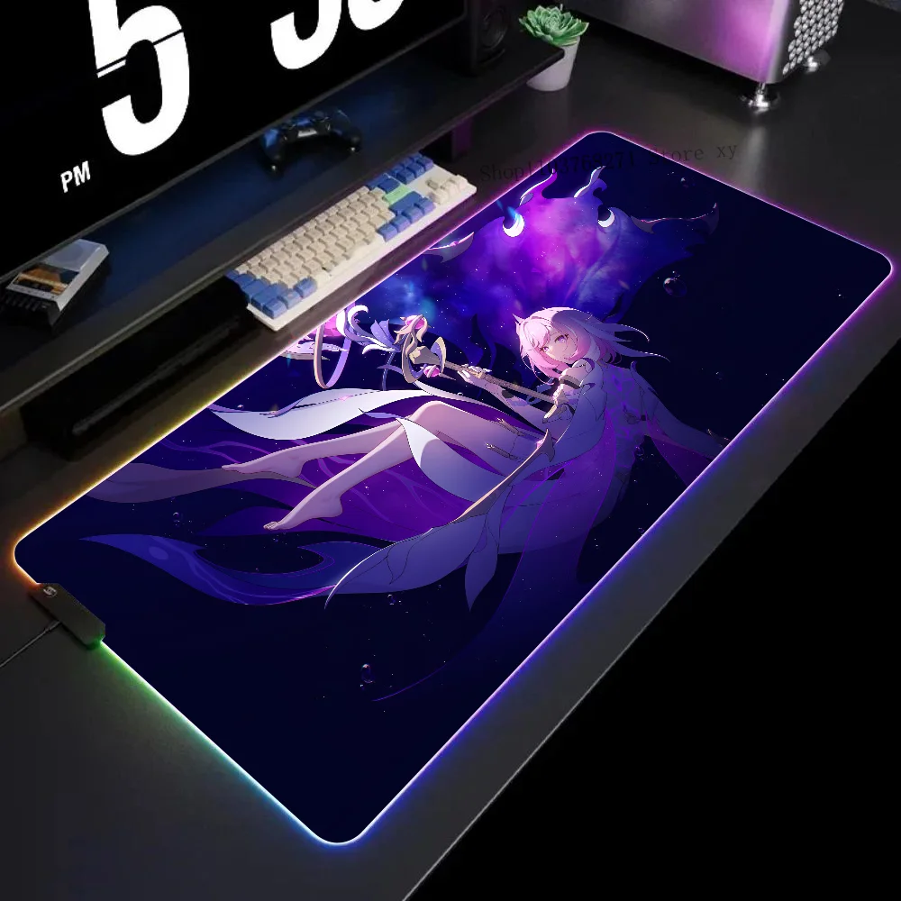 

Honkai Impact 3 Elysia Mousepad XXL RGB Gaming Mouse Pads HD Black Gamer Accessories Large LED