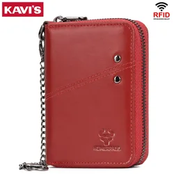 Classic Style Wallet for Men Genuine Leather RFID Credit Cards Storage Purse with Zipper Coin Pocket Luxury Carteira Masculina