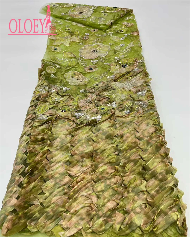 OLOEYLAfrican tela de encaje bordado de alta calidad tul de lentejuelas de red francesa para coser tela nigeriana último diseño