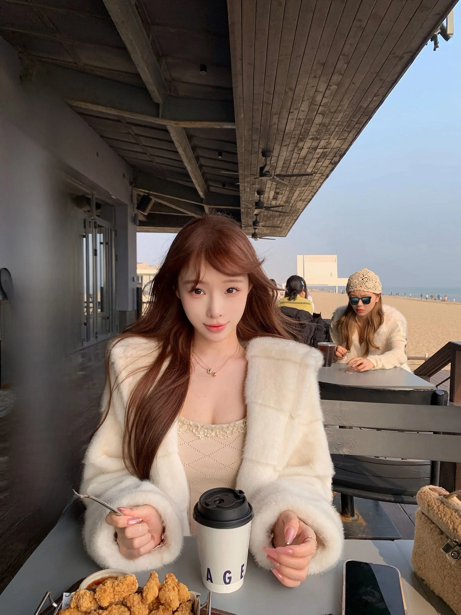 

Lukira Plu Hooded Jaet Women's Autumn Winter ort Loose Top Apricot Color Casual Sle Polyester Fiber Long Sve Coat