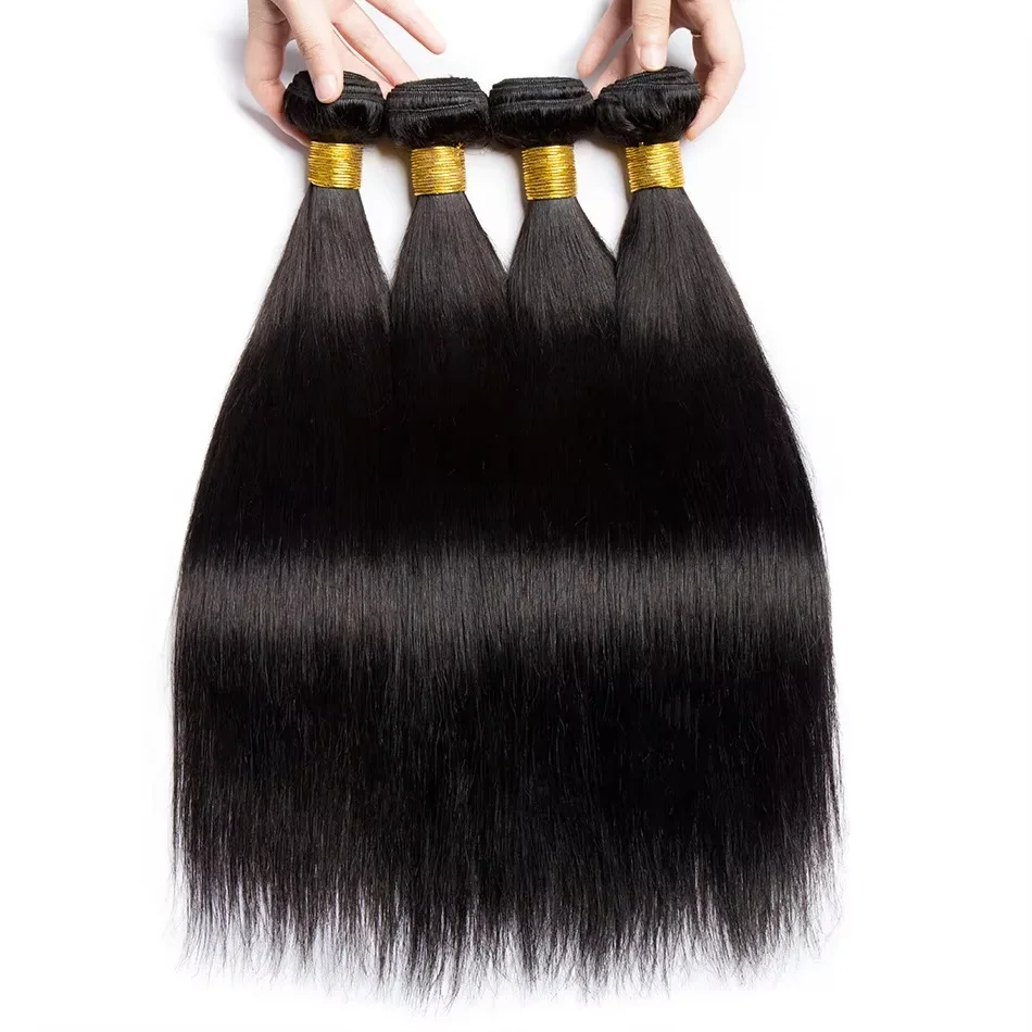 Natural Color Straight Bundles 34 36 38 40 Inch Human Hair Brazilian Hair Bundles Long Remy Hair Extensions 1/3/4 Pieces One Weave