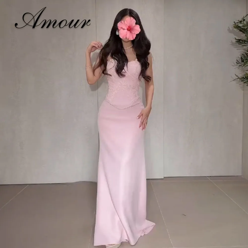 Amour Mermaid Sweetheart Evening Dresses Floor-length Sleeveless Lace Saudi Luxury Kuwait Formal Party Prom Gowns 2026