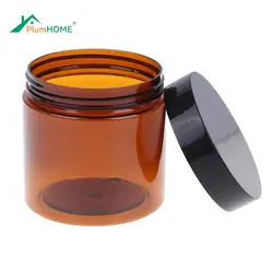 200ml Round Amber Jar Straight Sided Cream Jars Black Plastic Lid Cap Inner Liner For Salve Homemade Lotion Cosmetics