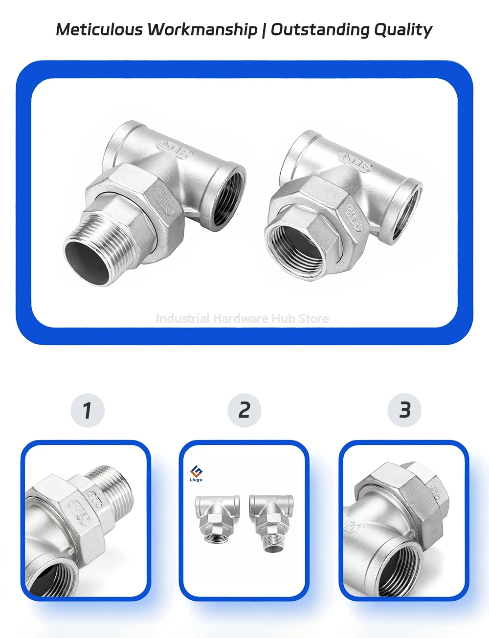 BSPT-Rohrverschraubungen mit Außengewinde aus Edelstahl 304, auslaufsicher (1/2"/3/4"/1"-2"), Rohrverschraubungen für industrielle/allgemeine Sanitärinstallationen – Detail 11