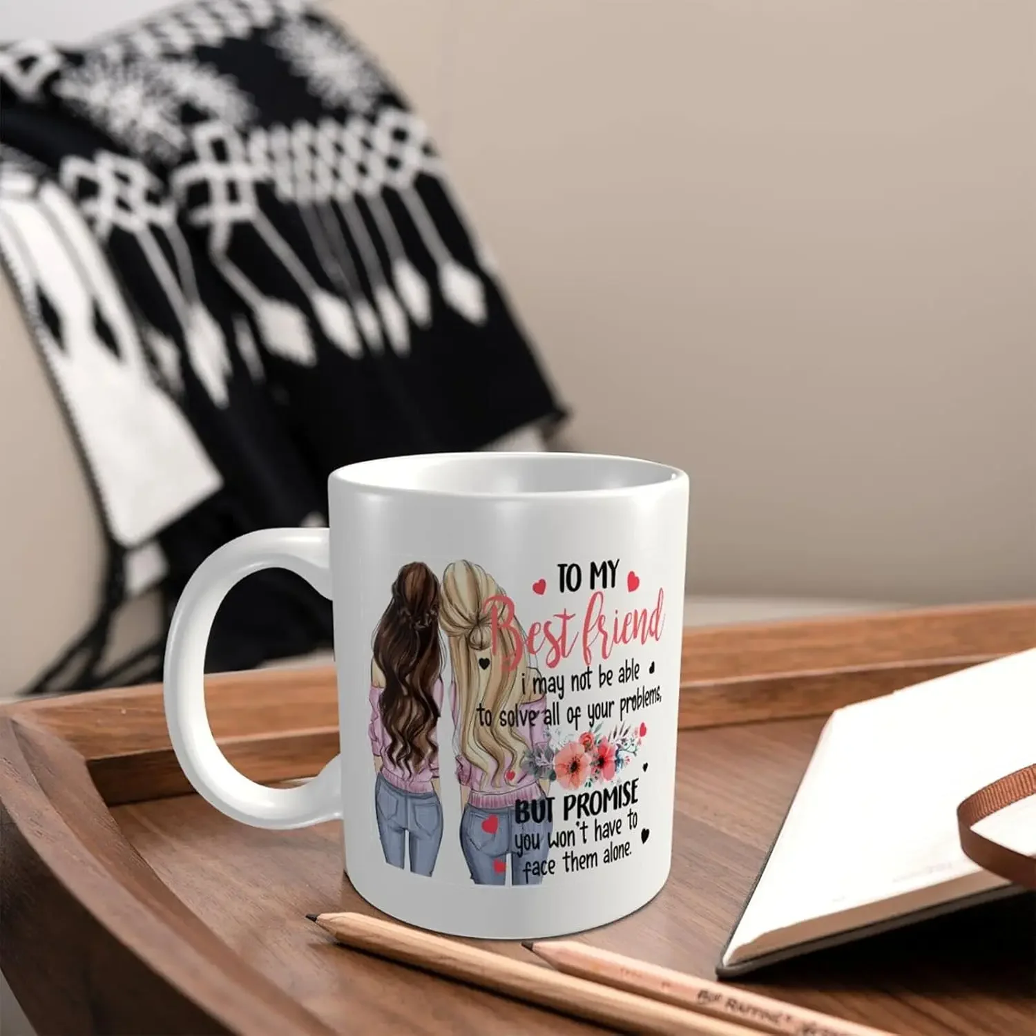 coffee cup for my best friend, sister friend, forever friend, friendship birthday gift for her woman tea cup ceramic white