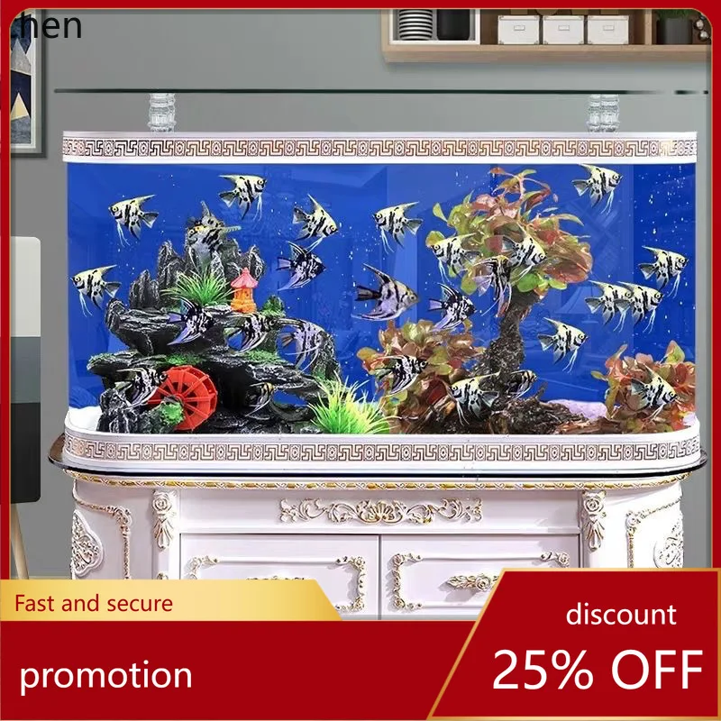 

CZ Double Round Fish Tank Ecological Painted Living Room Floor-standing Aquarium No Water Change Needed
