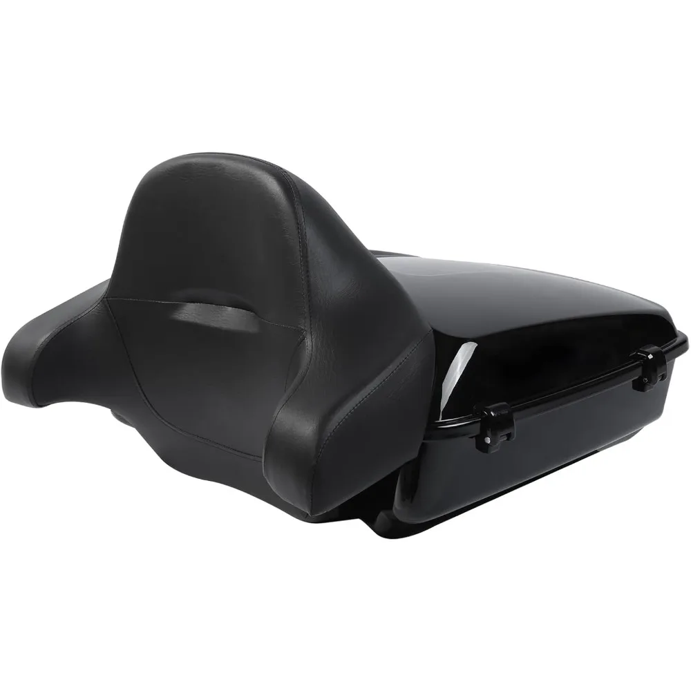 

Motorcycle 10.7 Chopped Trunk Black Latches Trunk W/King Wrap Around Backrest For Harley Touring Road King Street Glide Roa