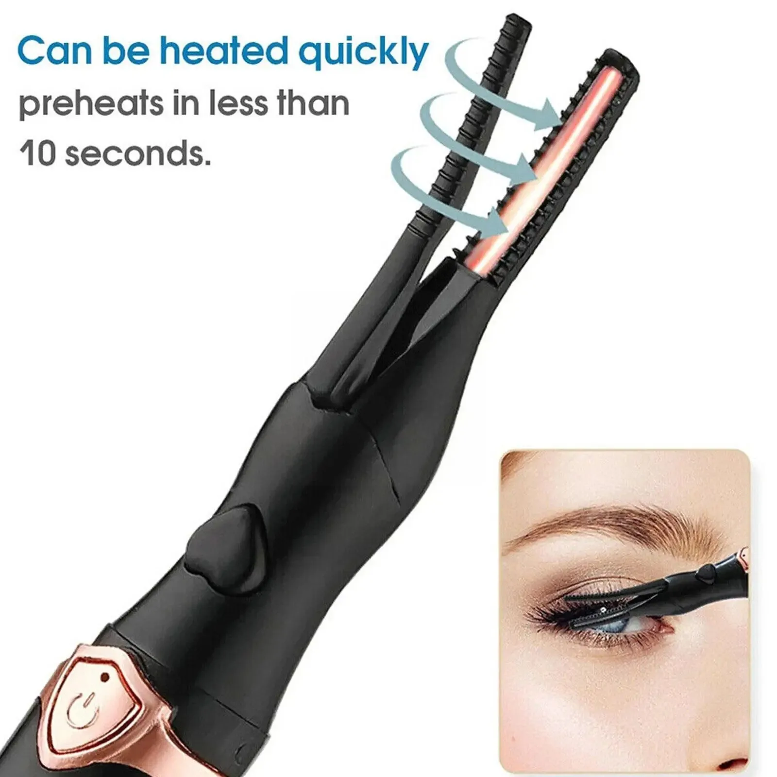 Rechargeable & Heated Portable Eyelash Curler, Natural Long Lasting Curling, Compact & Convenient Design For Women, Suitable For