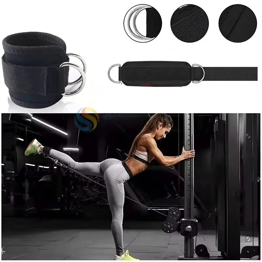 Double D-Ring Gym Ankle Straps Adjustable Straps Neoprene Padded Leg Training Straps Safety Buckle Legging Strap