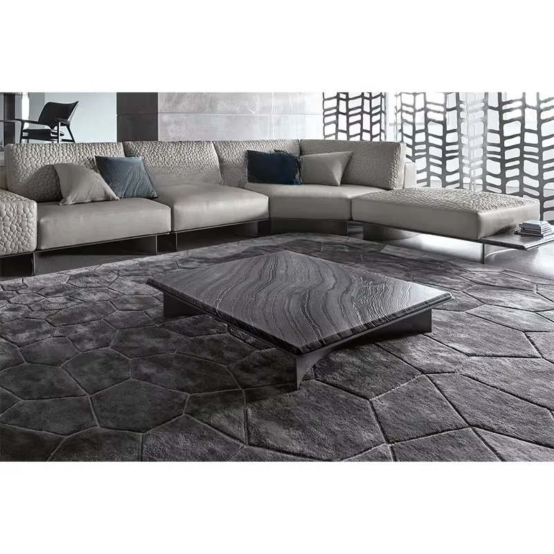 High-quality furniture, luxury dining table, light natural marble coffee table, living room