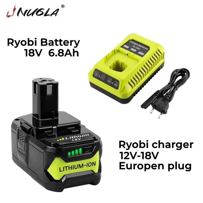 

Литиевая батарея для Ryobi,18 в, 6800 мАч, с высокой емкостью, для ONE + P102 P103 P104 P105 P107, инструменты sans fil + зарядное устройство