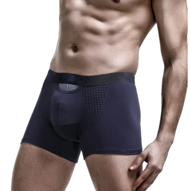 Bóxer de Modal para hombre, ropa interior antibacteriana, bragas magnéticas, bolsa de separación de balas de seda de hielo, Cueca