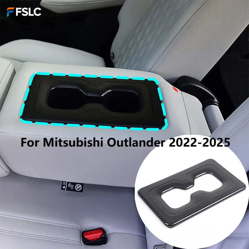 

⭐Genuine⭐ For Mitsubishi Outlander 2022-2025 ABS Carbon Fiber Interior Cup Holder Cover Protector Anti-Scratch Trim Sticker
