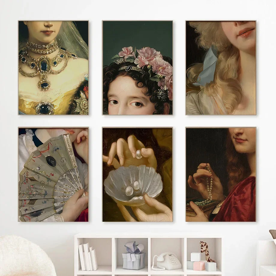 Multiple sizes 1pc frameless Canvas Painting,Eclectic Alter Portrait Renaissance Baroque Feminine Woman Poster Print Wall Art Pi