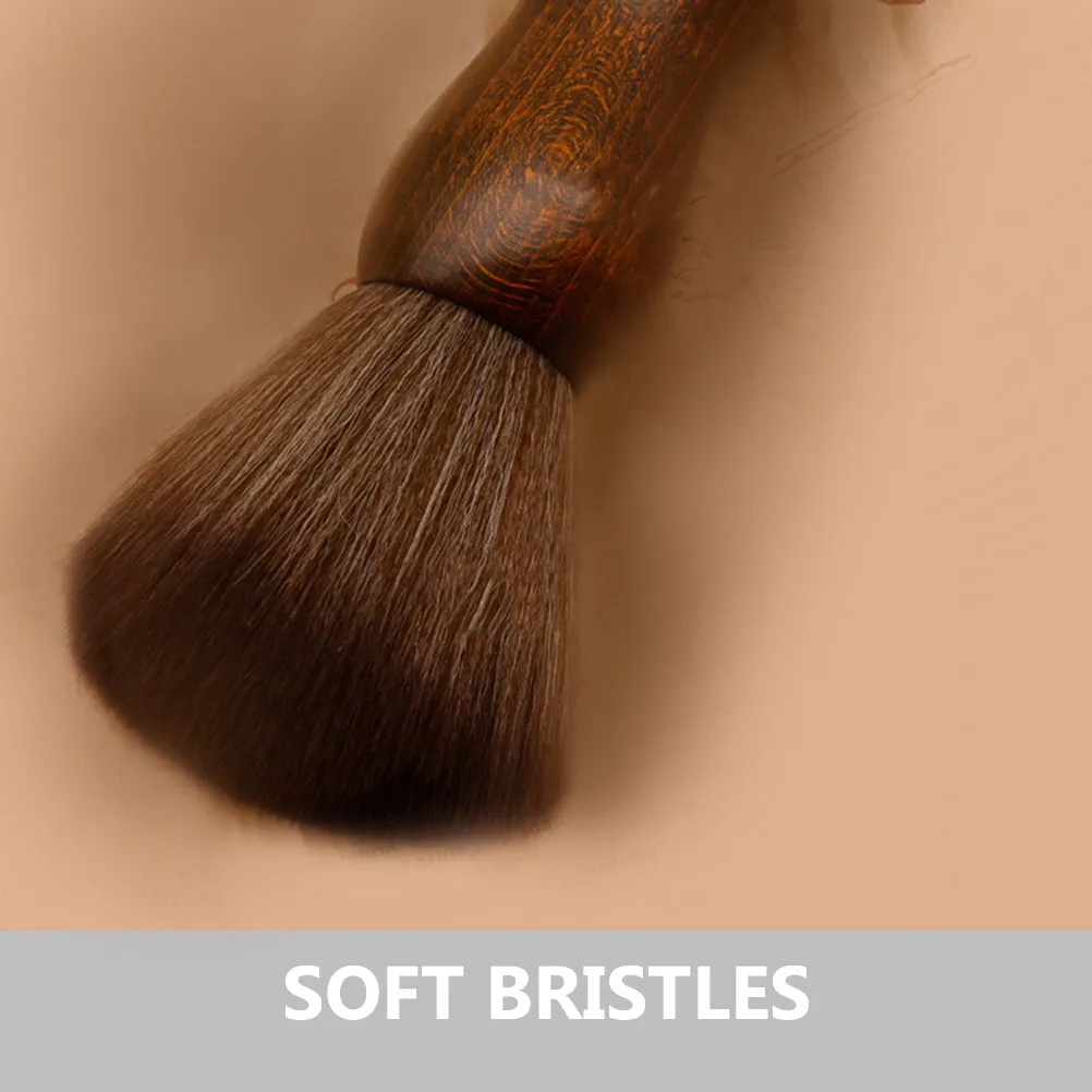 Barber Neck Duster Brush Soft Fiber Hair Cleaning Brush Wooden Handle Hanging Hook Broken Hair Removal Tool Salon Stylist view 3