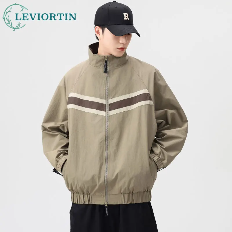 Spring /Autumn Men's Japanese Retro workwear Splicing Design Fashionable Trendy Brand Versatile Loose Coated Waterproof Jacket