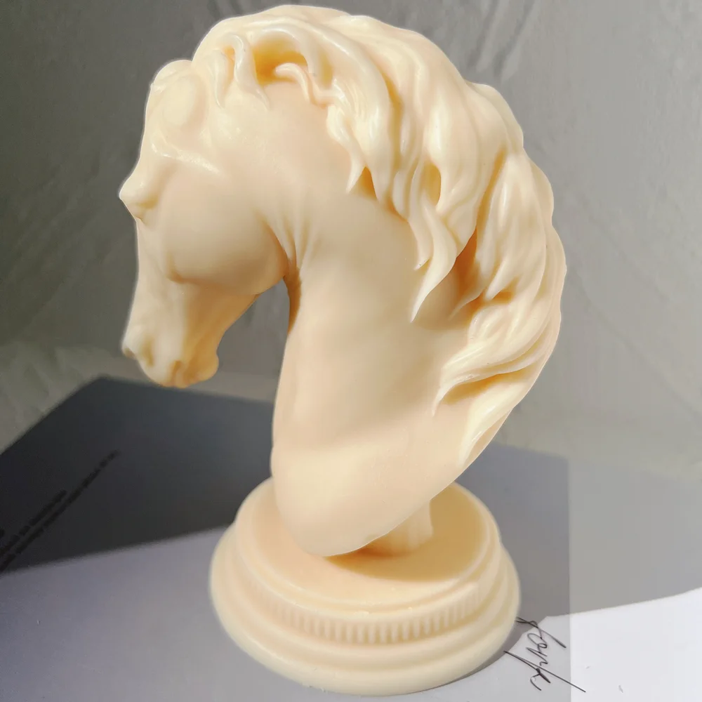 Horse Head Statue Candle Silicone Mold Bust Riding Sculpture Art Figurine Animal Poney Candle Mould