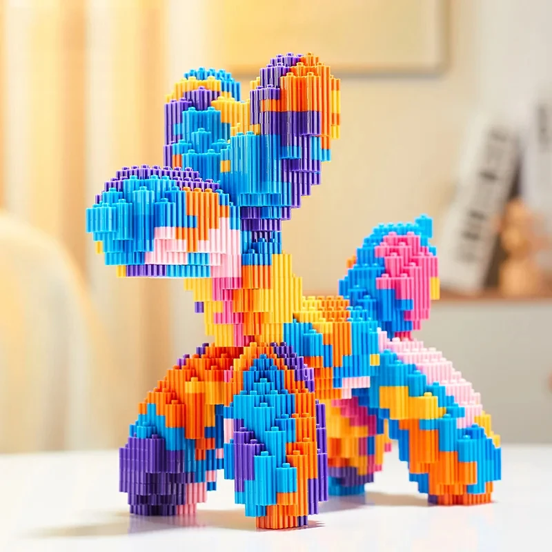 Palloncino colorato cane Micro Building Blocks modello animale carino per la decorazione del Desktop bambini assemblaggio fai da te mattoni