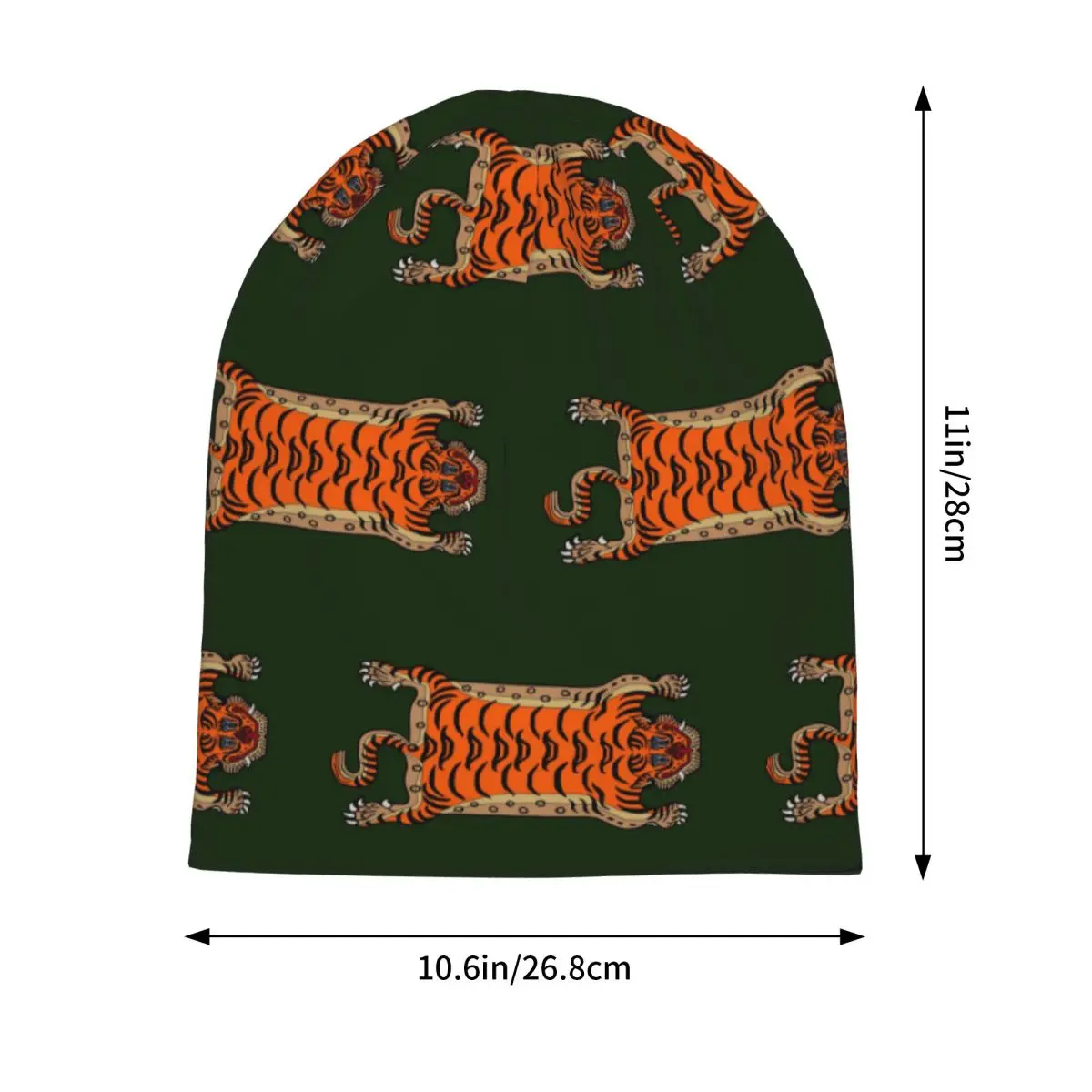 TIBETAN TIGER RUG-green Skullies Beanies Hats Warm Autumn Winter Outdoor Cap Knitted Bonnet Caps for Unisex Adult
