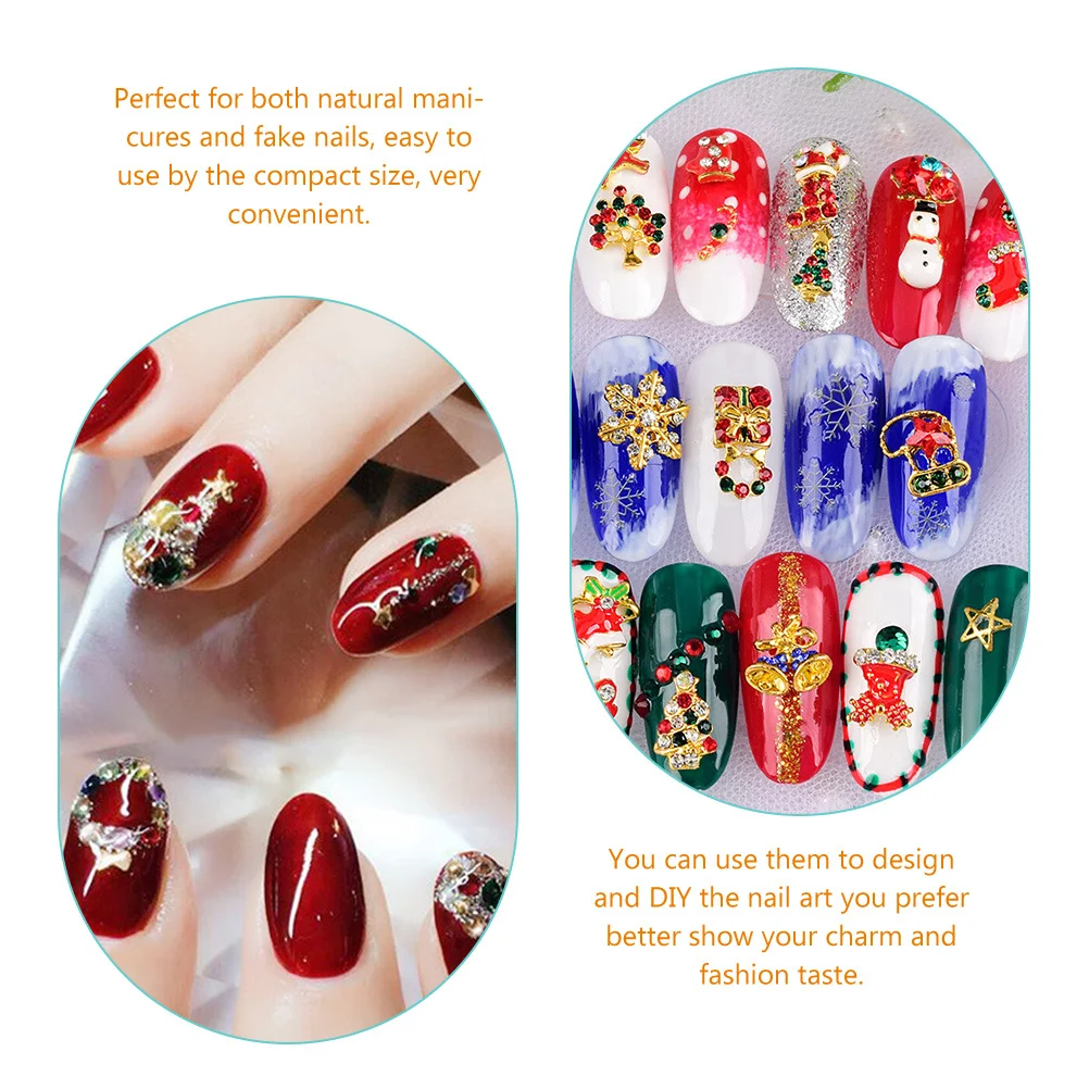 24Pcs Christmas Nail Charms Alloy Manicure Decoration DIY Nail Art Rhinestones Xmas Jewelry for Acrylic Nails and Natural Nails