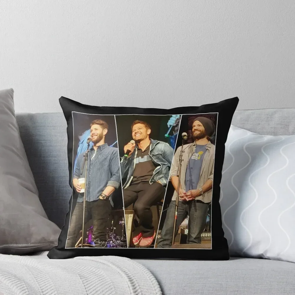 

Jensen Ackles, Jared Padalecki, Misha Collins: SPN Dallas 2019 Throw Pillow Pillowcase pillow