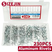 Juego surtido de remaches ciegos con cabeza de cúpula de aluminio, 230 Uds., M3.2 M4 M4.8, mandril de vástago de acero, escape, varios tamaños, Kit de remaches Pop