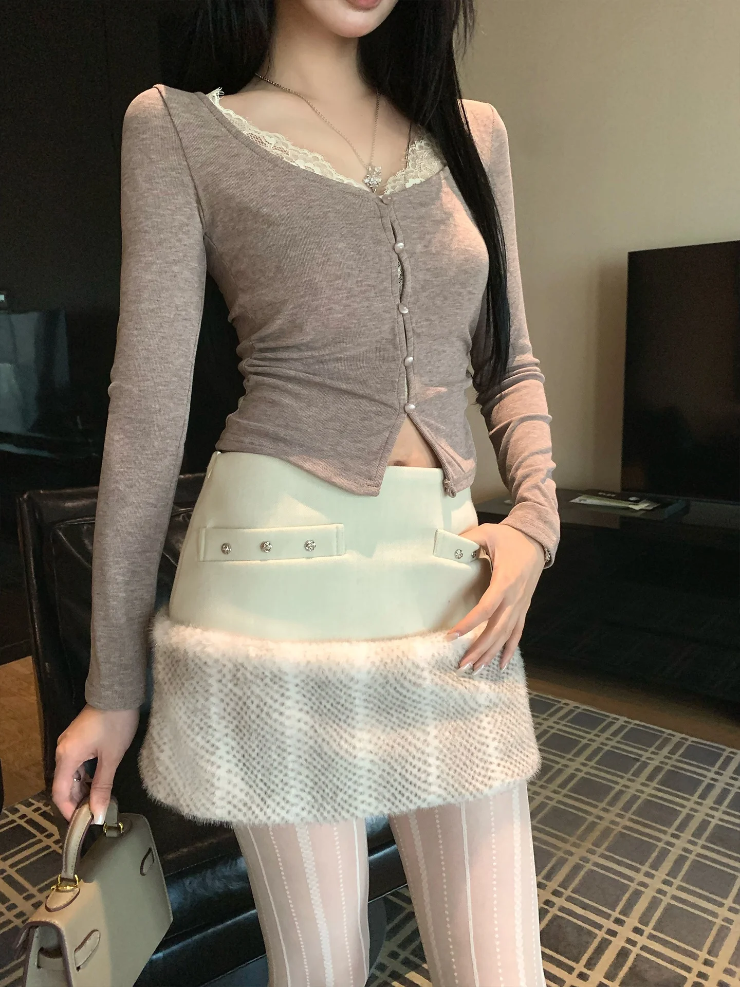 

Юбка А-силуэта с высокой талией из полиэстера с пайетками и лоскутным дизайном, облегающая короткая юбка для повседневной носки для молодых женщин