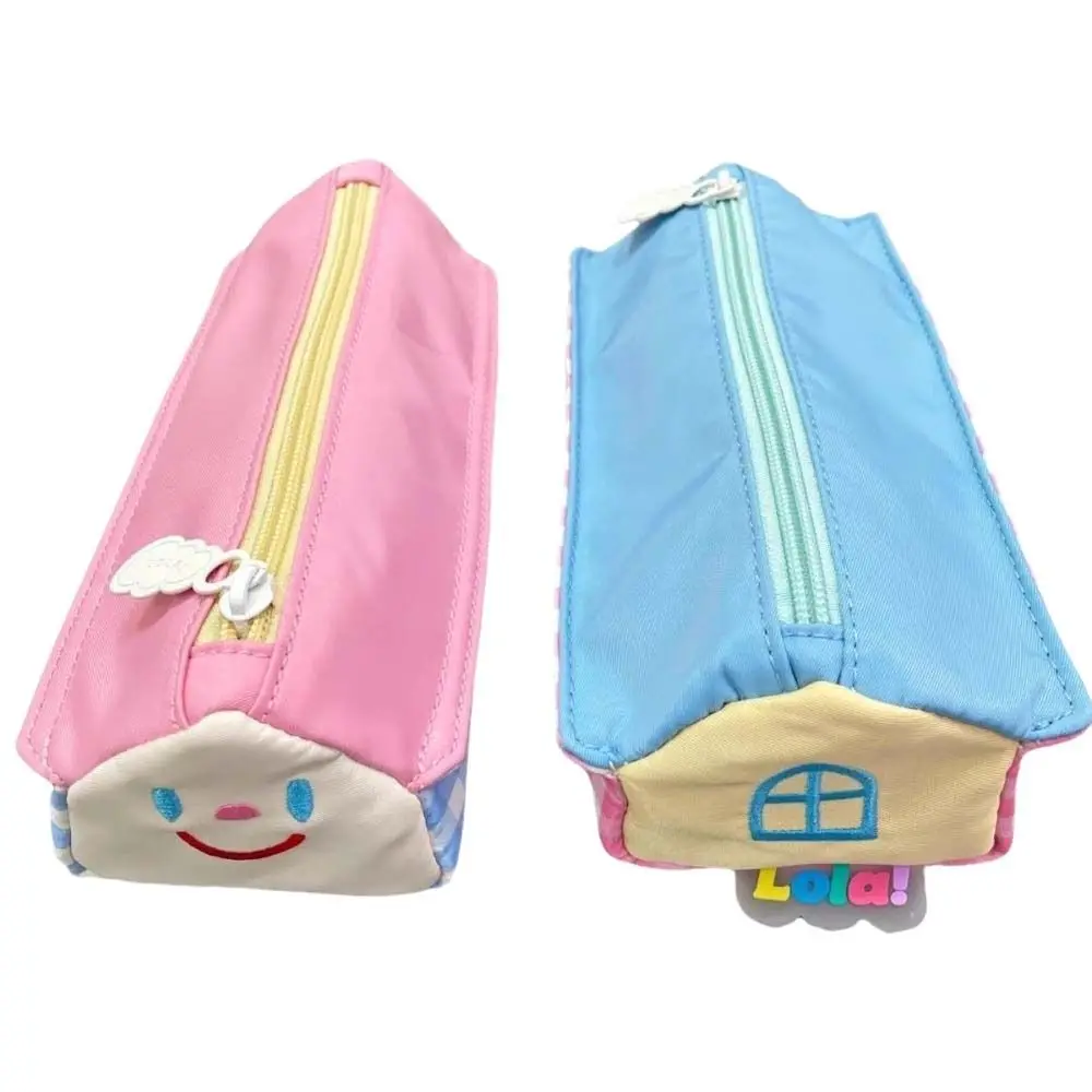 Desktop Storage Lovely House Stationery Bag Aesthetic Large Capacity Korean Style Pencil Case Pink/Blue Ins Style Pencil Pouch