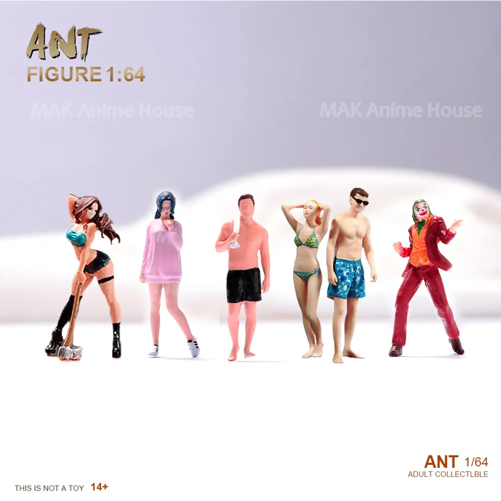 Miniaturas pintadas 1/64 sexy maiô casal moda mulher adereços figuras modelo cena de garagem bonecas criativas carro brinquedo