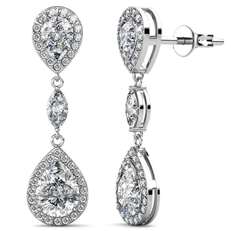 

Daisini Серьги-капли с украшением из латуни Swarovski, висячие серьги для женщин, модные и легкие