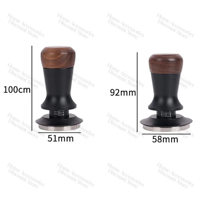 51/53/58 MmWalnut Handle Elastic Powder Press Constant Force Powder Press Hammer Stainless Steel Italian Balance Dispenser