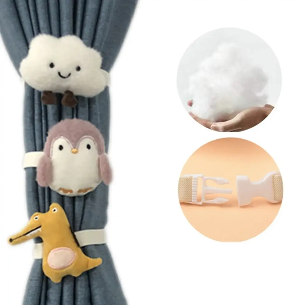 Cartoon Cloud Curtain Tieback Animals Penguin Crocodile Bow Curtain Rope Holder Hooks Elastic Curtains Tie Backs