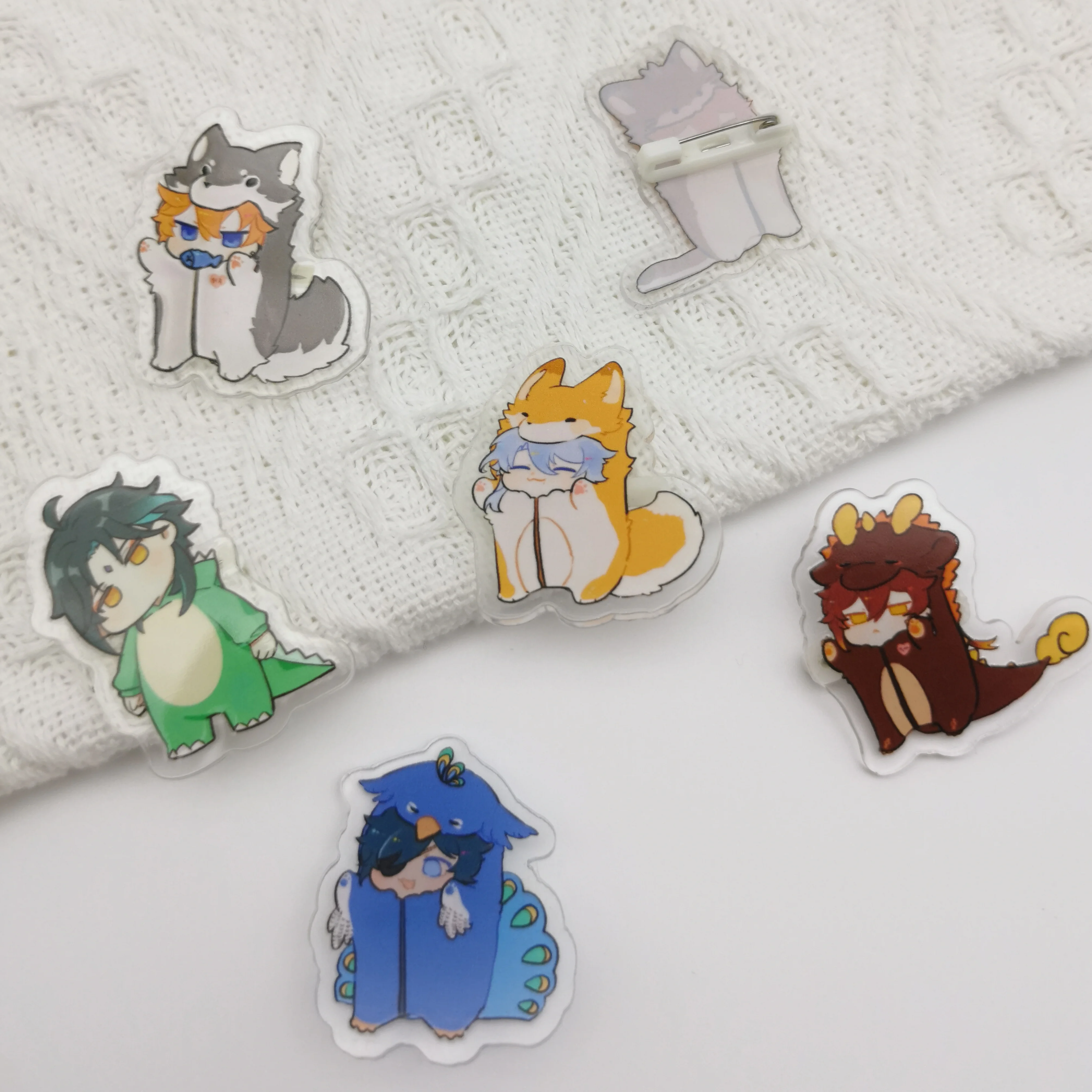 1PC Anime Game Genshin Impact Cute Dinosaur Tartaglia Lapel Badges Clothes Jewelry Collar Brooches Accessories Gifts For Friend