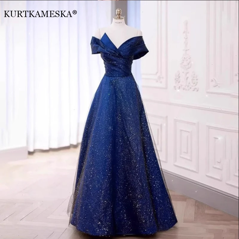 

Elegant Sexy Boat Neck Evening Prom Dresses for Women Summer 2026 Host Birthday Wedding Party Dress Formal Occasion vestidos