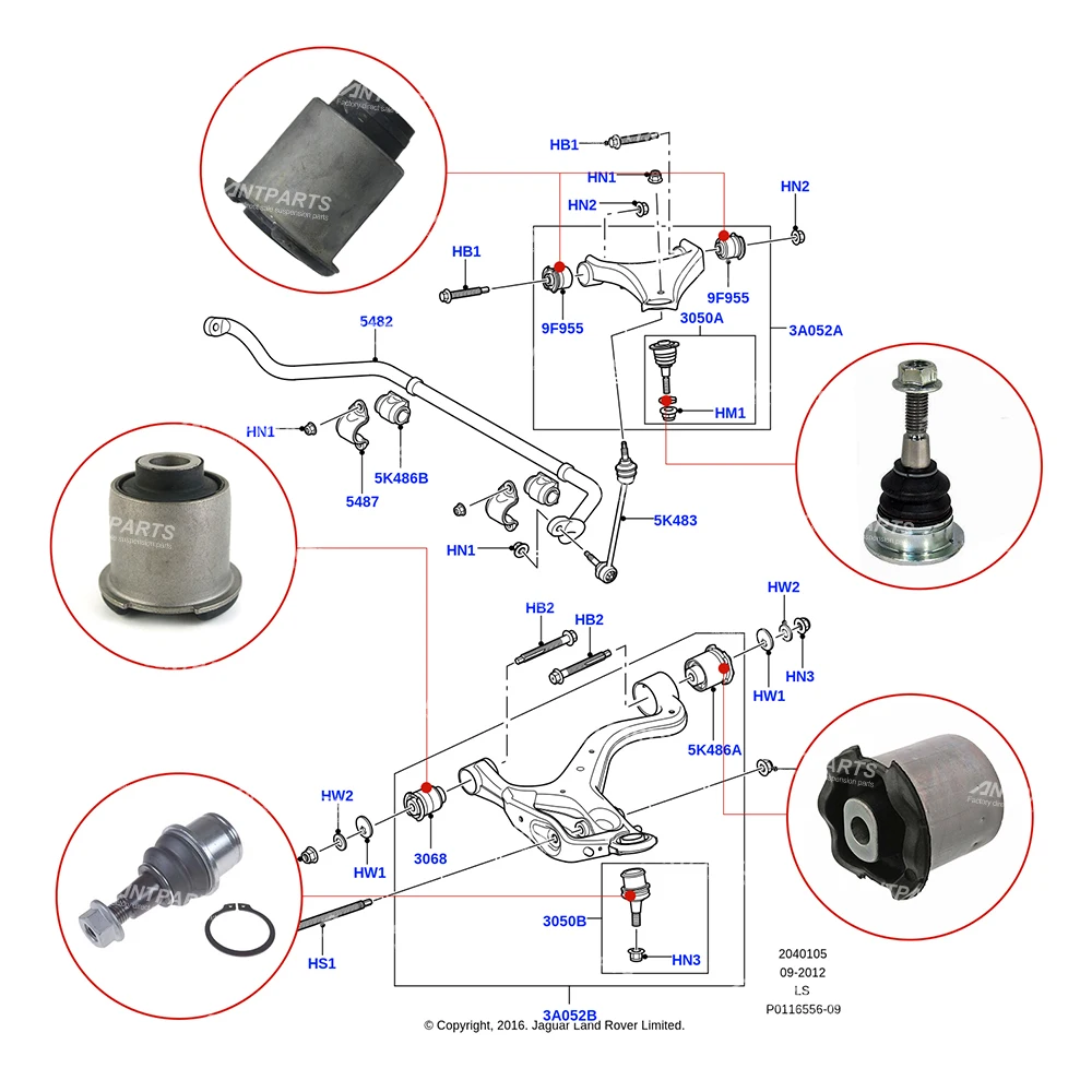 12 PCS Front Suspension Control Arm Bushing and Ball Joint For Land Rover Discovery LR3 LR4 L319 2005 - 2009