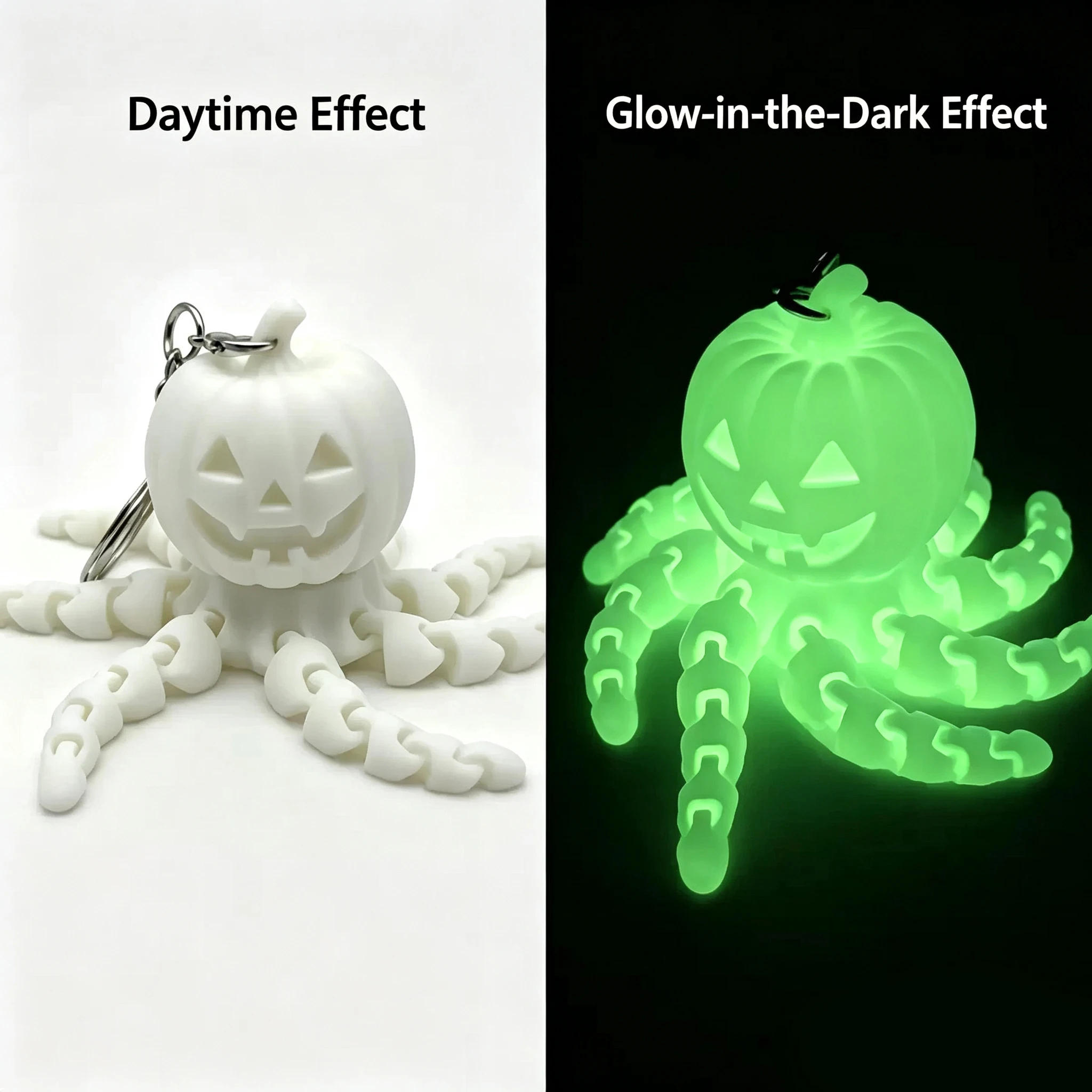 hot Halloween Ghost Pumpkin Glow in the Night with Light Rotating Keychain Decompression Toy Ornament 3D Printing ToyGift ﻿