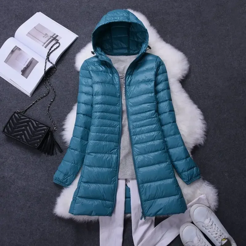 Women Fashion Hooded White Duck Wodn Puffer Jackets 2023 New Arrivals Female X-long Lieghtweight Packable Down Coats