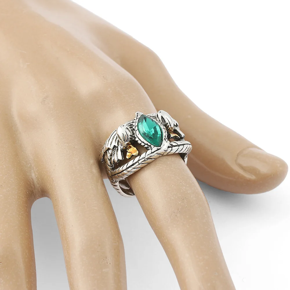 Anillo de Esmeralda Vintage, anillo Aragorn de Barahir King Gondor Elessar Tolkien, cristal verde, joyería de película de moda, regalo para amigos