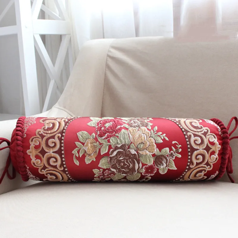 European -style Sofa Candy pillow luxurious Plant flower printed cushion cylindrical pillow candy shape pillowcase long pillow