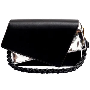 New Chaogang Style Fashion Women'S Messenger Bag Retro Female Stitching Portable Clutch Bag Knit Shoulder Bag