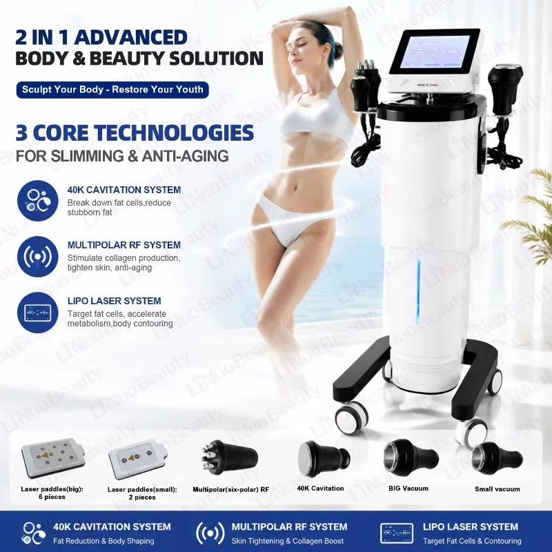 New Professional 40K Cavitation Vacuum RF Body Beauty Machine Non‑Invasive System For Body Contouring Skin Firming