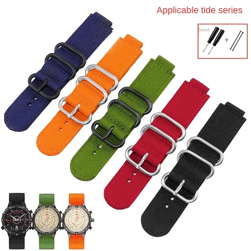 

Compatible with T-I-M-E-X Tide Nylon Watch Strap for Men and Women T2N720 721 Raised Canvas Bracelet 16mm