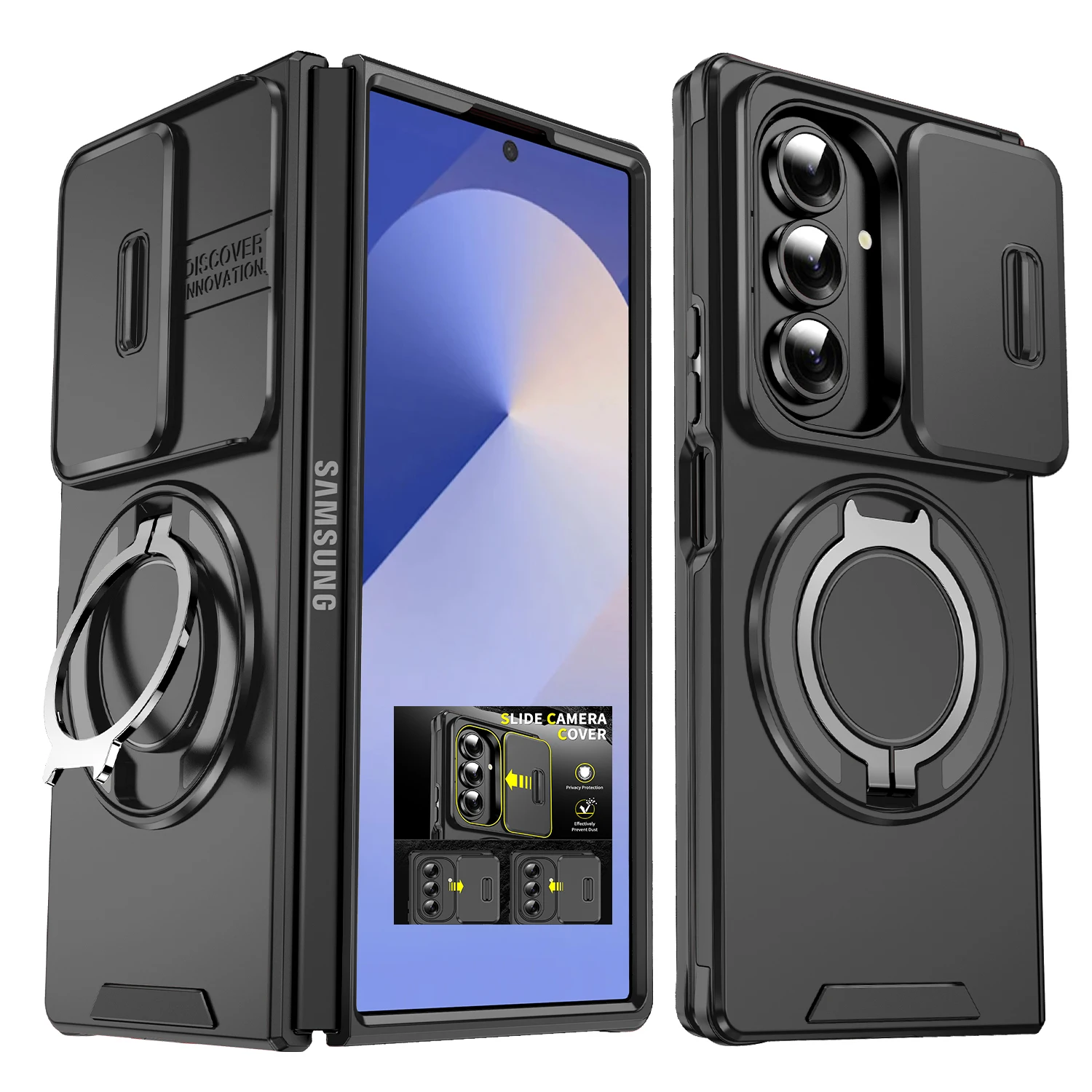 Handyhülle für Samsung Galaxy Z Fold 7 6 Fold7 Flip 7 FE 6 360 Grad Drehbare Magnetische Halterung mit Kameraschutzabdeckung