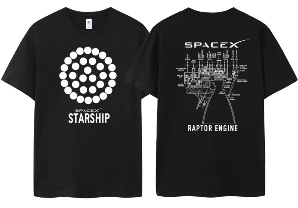 Camiseta Musk - SPACE X Camiseta de Manga Curta Masculina - Exploração Espacial - Foguete Marte - Nave Espacial - Lançamento de Motor Potente