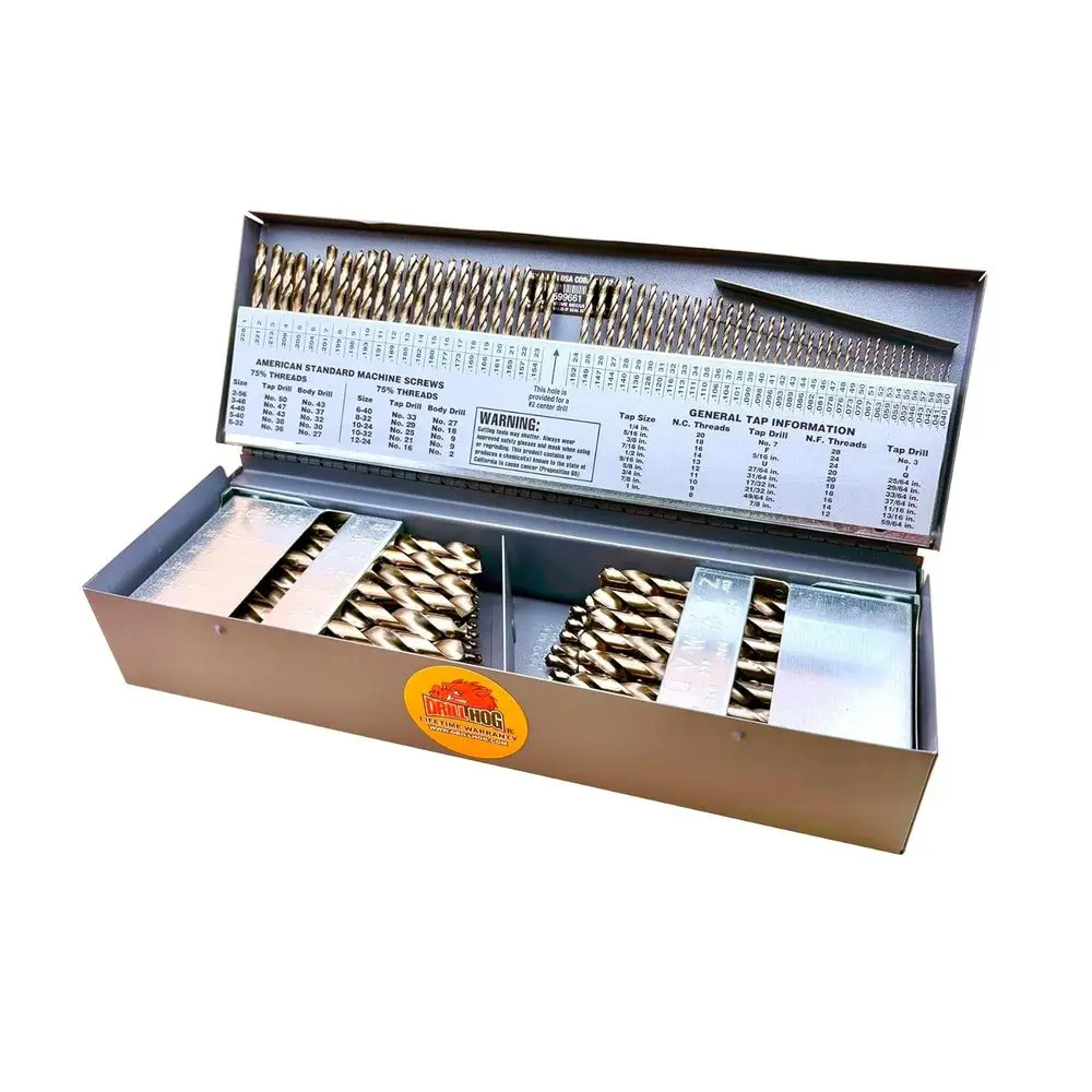 

115-Piece Cobalt M42 High-Speed Steel Drill Bit Set with Letter and Number Sizes