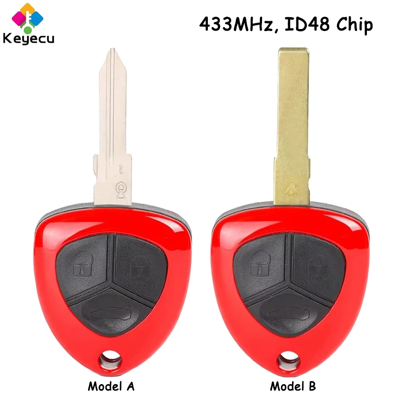 KEYECU Remote Control Car Key With 3 Buttons 433MHz ID48 Chip Fob for Ferrari 458 Italia 2010-2014, F430 2005-2009