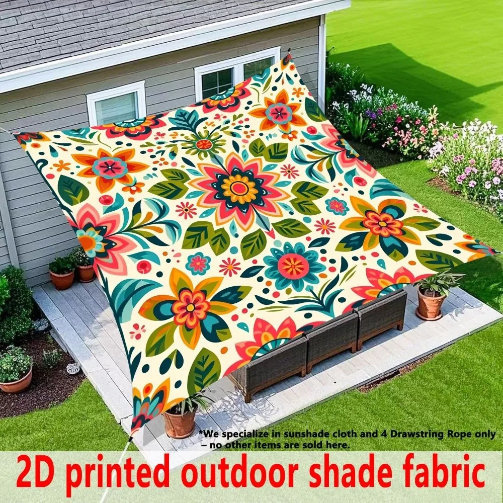Durable Floral Printed Canopy Cloth Cover Dacron Bohemian Style Sunshade Ceiling Cover UV Resistant Outdoor Canopy Cover Beach