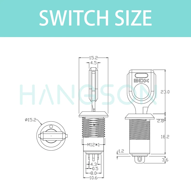 Electronic Key Switch Rotary 12mm 2 Position 1A Zinc Alloy 2 Keys 1PC ON OFF Phone Lock Security Power Button Tubular Terminals